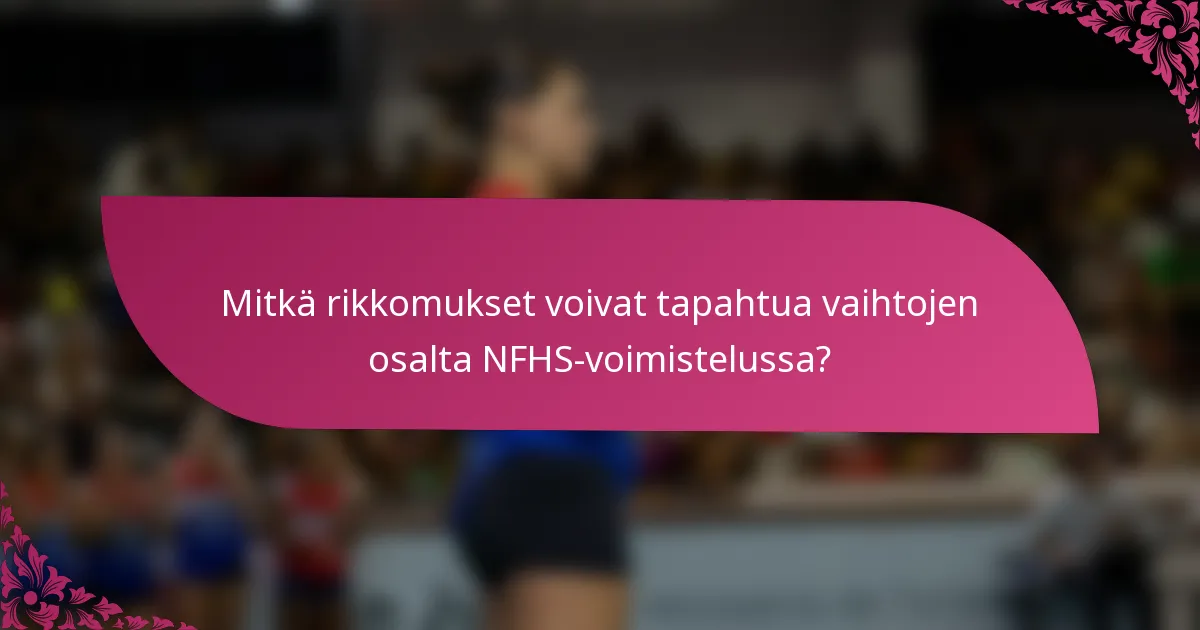 Mitkä rikkomukset voivat tapahtua vaihtojen osalta NFHS-voimistelussa?